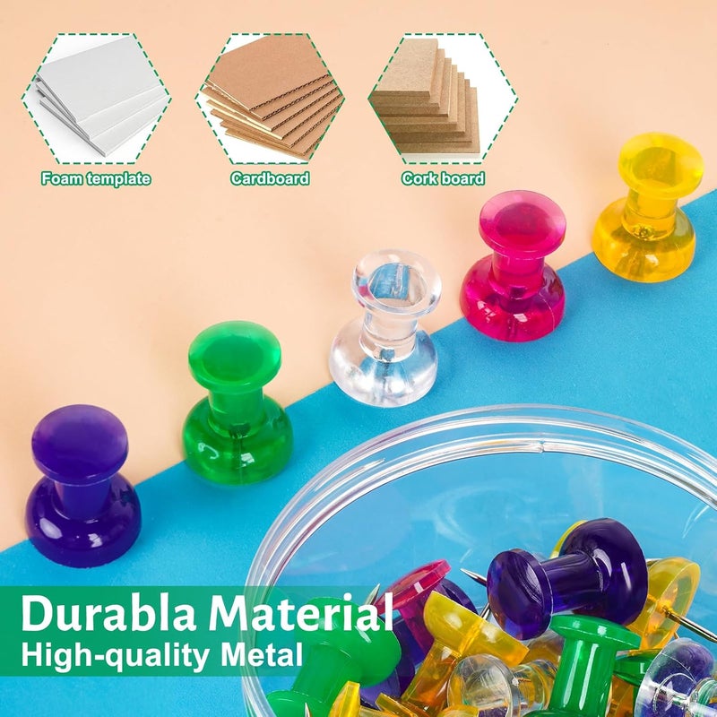 DANRONG 30 PCS Jumbo Push Pins for Bulletin Board, Large Thumb Tacks for Wall, 1.81 Inch, Giant Colored Thumbtacks, Pin Tacks for Cork Board Hanging Maps Photos Posters Calendar,Office School Supplies - Image 3